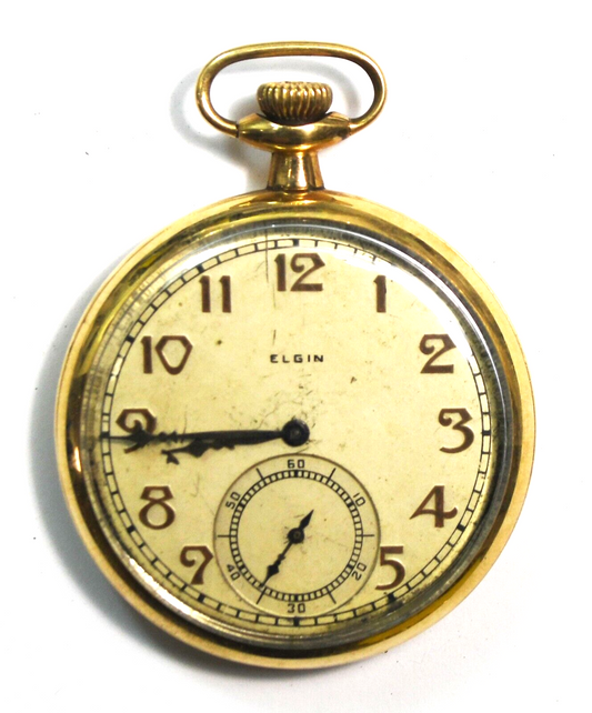 1935 Elgin 315 Size 12 Open Face 25yr Gold Filled Pocket Watch 15j
