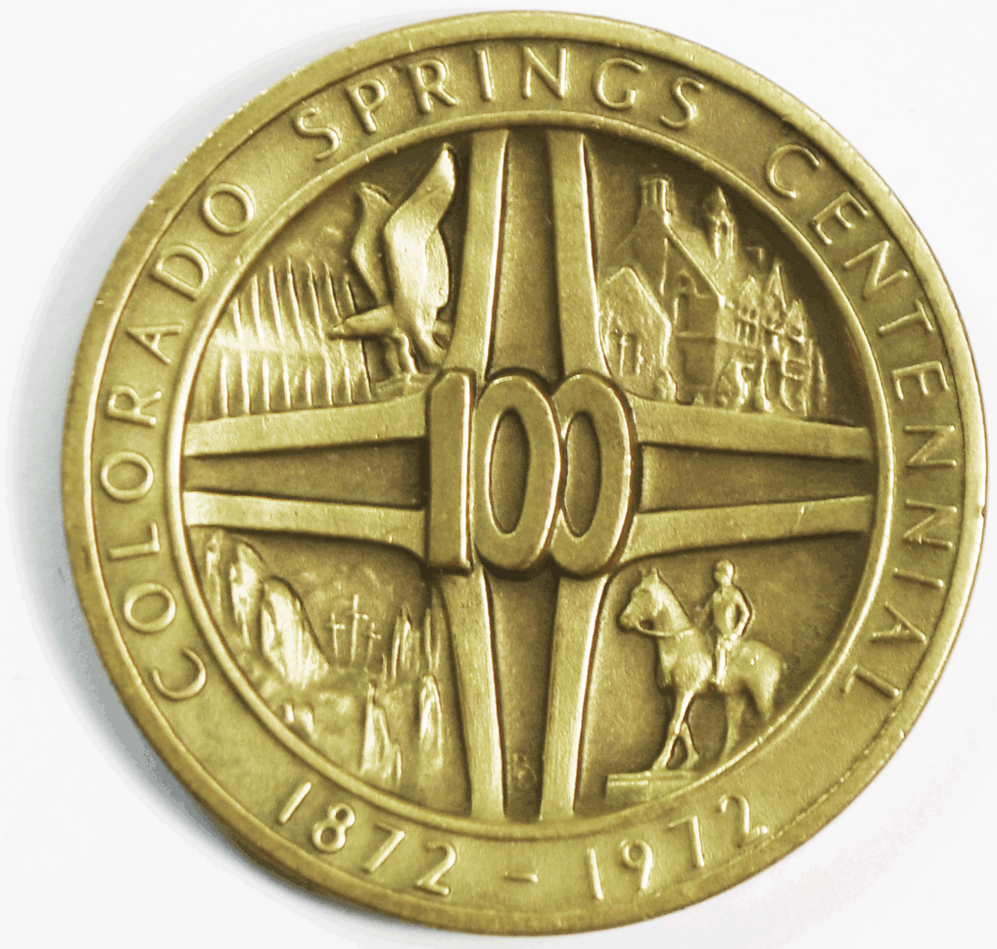 1972 Colorado Springs Plus 100 Centennial Medal 38mm Medallic Art Co