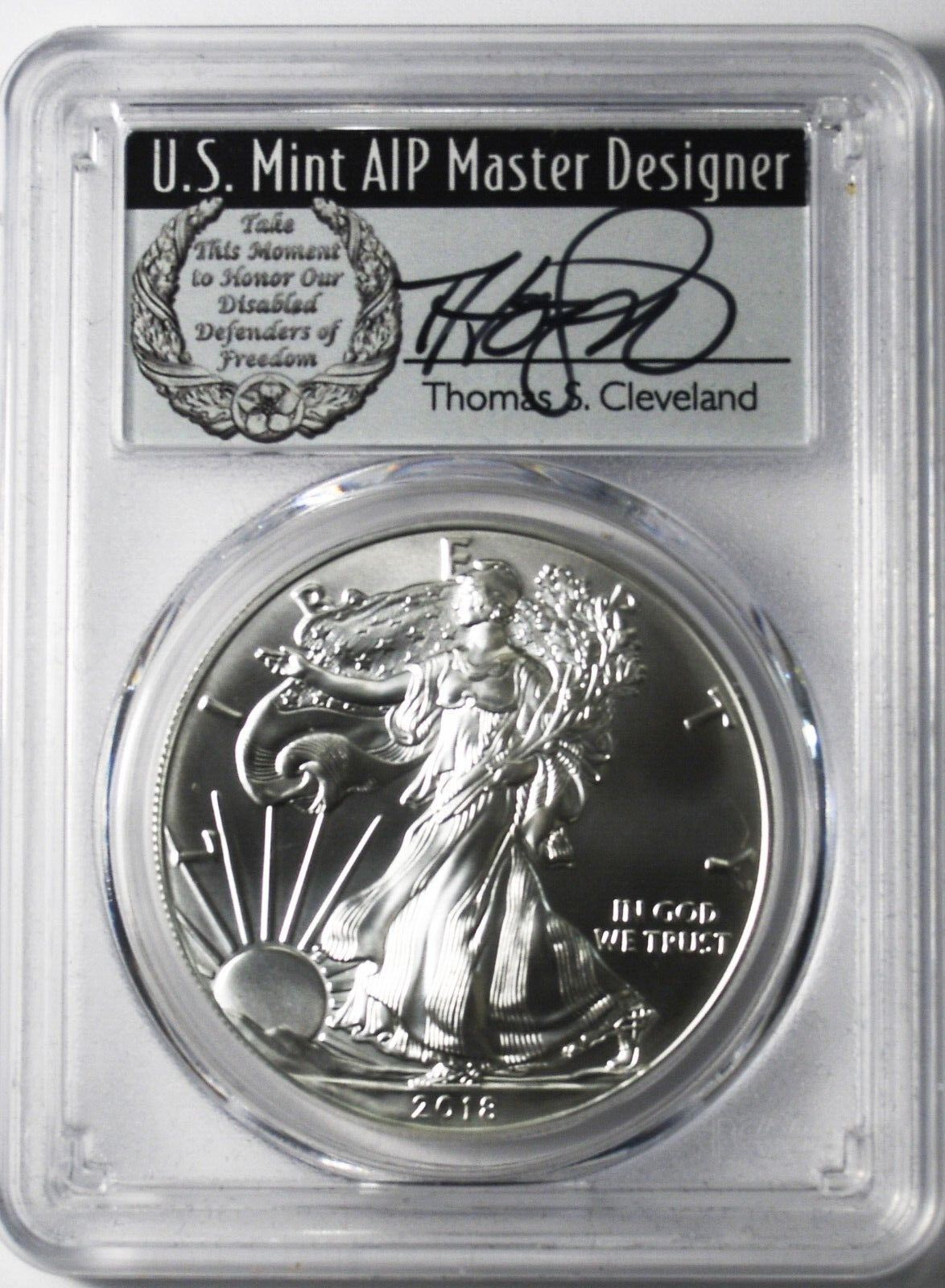 2018 (W) $1 Silver American Eagle PCGS MS70 Thomas Cleveland Struck West Point