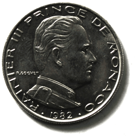 1982 Monaco One Franc Coin KM# 140 Uncirculated