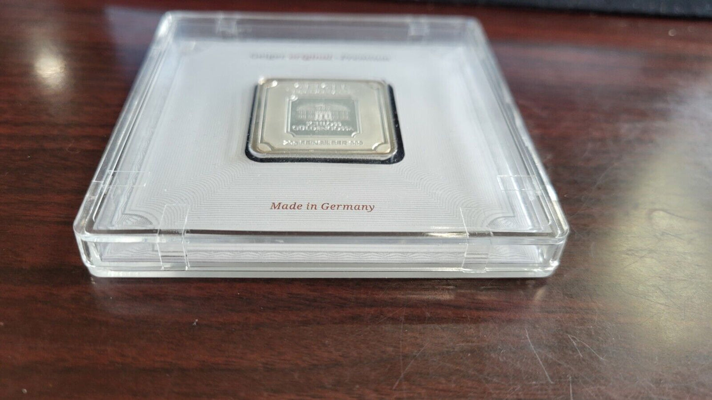 50 gram Silver Bar - Geiger Edelmetalle Original Square Series Germany Encased