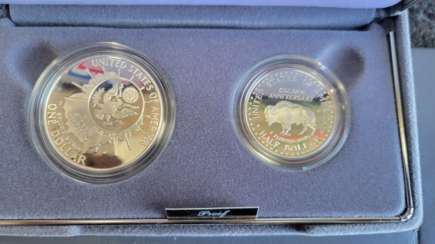 6 Commemorative US MINT Boxed Leif, Ellis, Capitol, Olympic, WWII 50TH, Rushmore