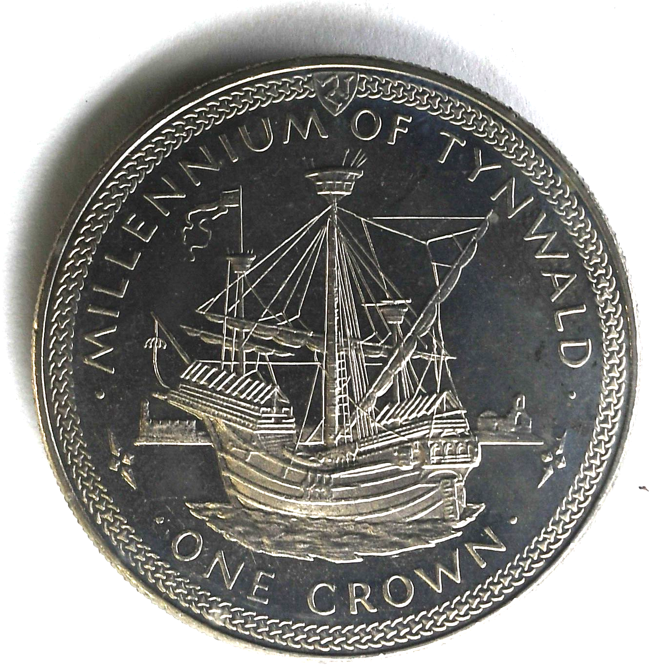 1979 Isle Of Man One Crown Copper Nickel Coin KM# 47 English Cog Castle Rushen