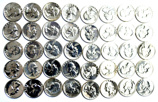 40pc Roll of 1959 25c Washington Silver Quarter Dollar Proof Coins
