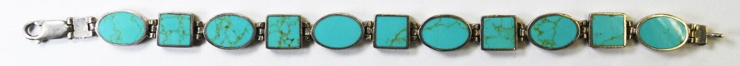 Sterling Silver Dyed Howlite Square Oval Bracelet 10mm 7.25"