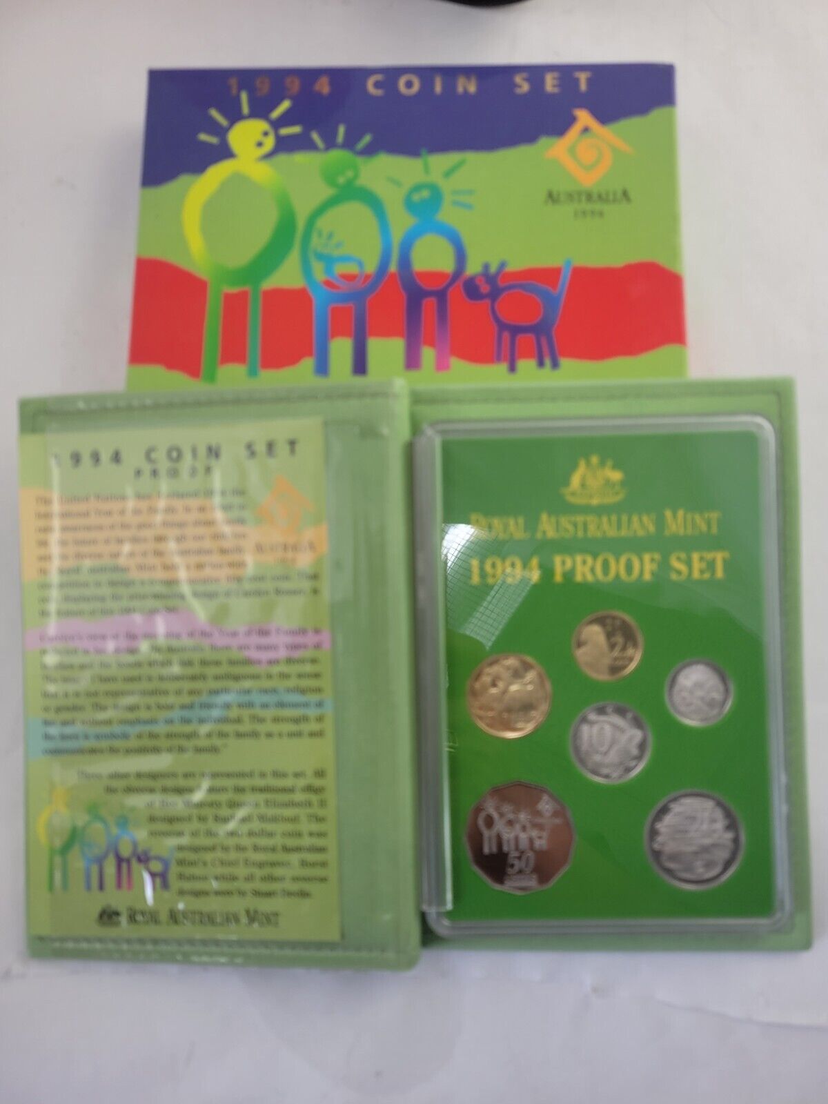 1994 Australian 6 coin Proof Set w/Paperwork $2 Coin Year Of The Family