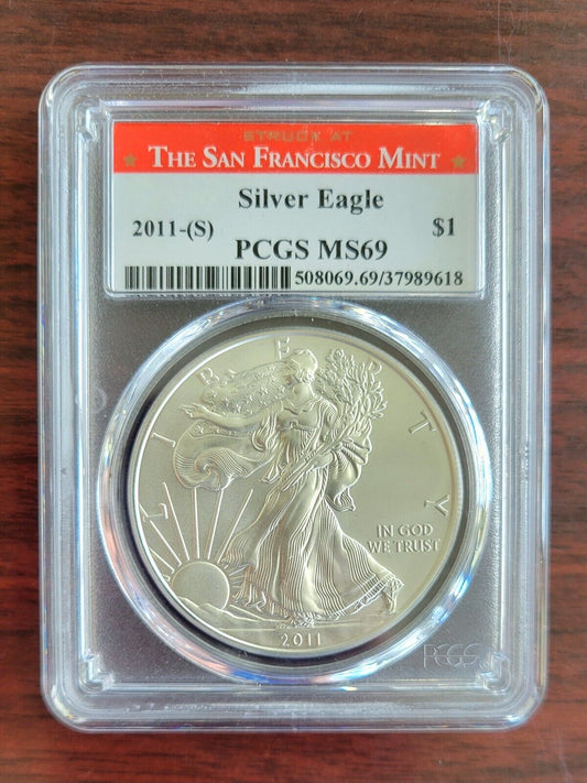 2011-(S) American Silver Eagle - PCGS MS69 Struck at San Francisco Red Label
