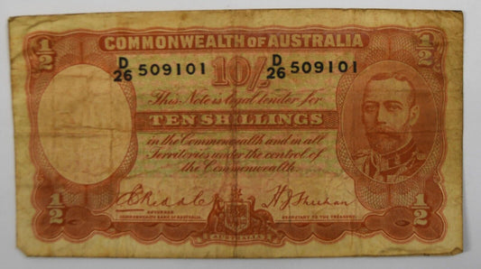 1936-39 10 Shillings Common Wealth of Australia Banknote D26 509101