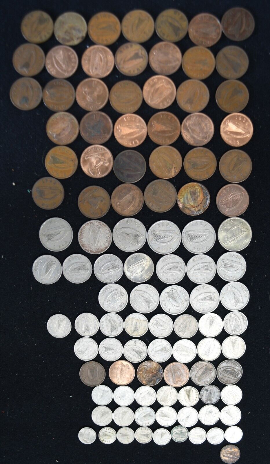 102pc 1928-1968 Ireland Pre Decimal 3 6 Pence Shilling 1/2 Crown Penny