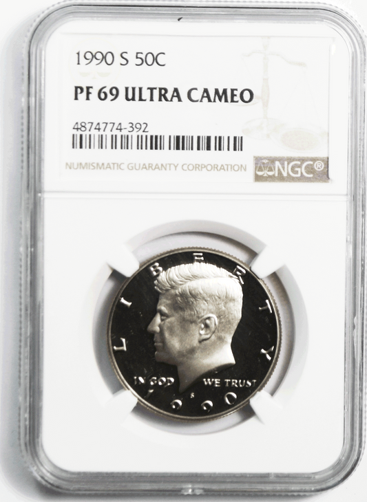 1990 S 50c Kennedy Half Dollar NGC PF69 Ultra Cameo Proof San Francisco