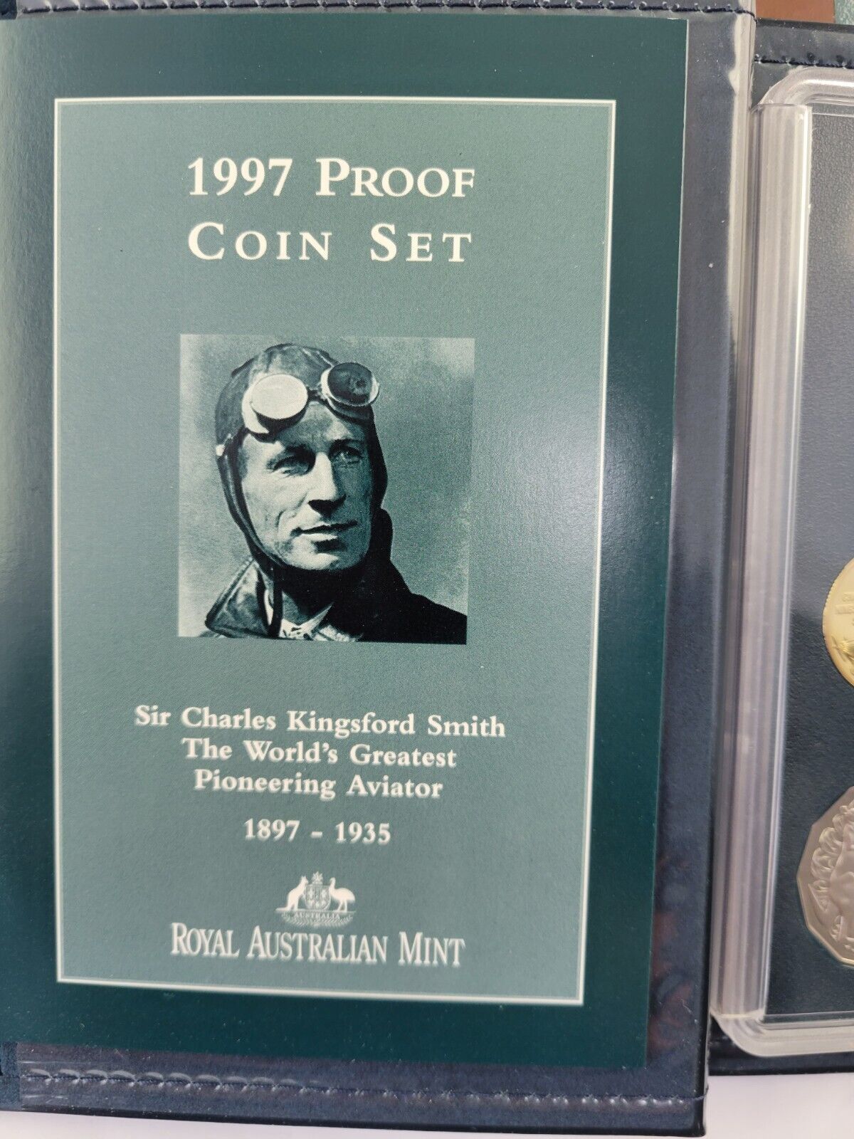 1997 Australian 6 coin Proof Set, $2, Sir Charles Kingsford Smith, Aviator