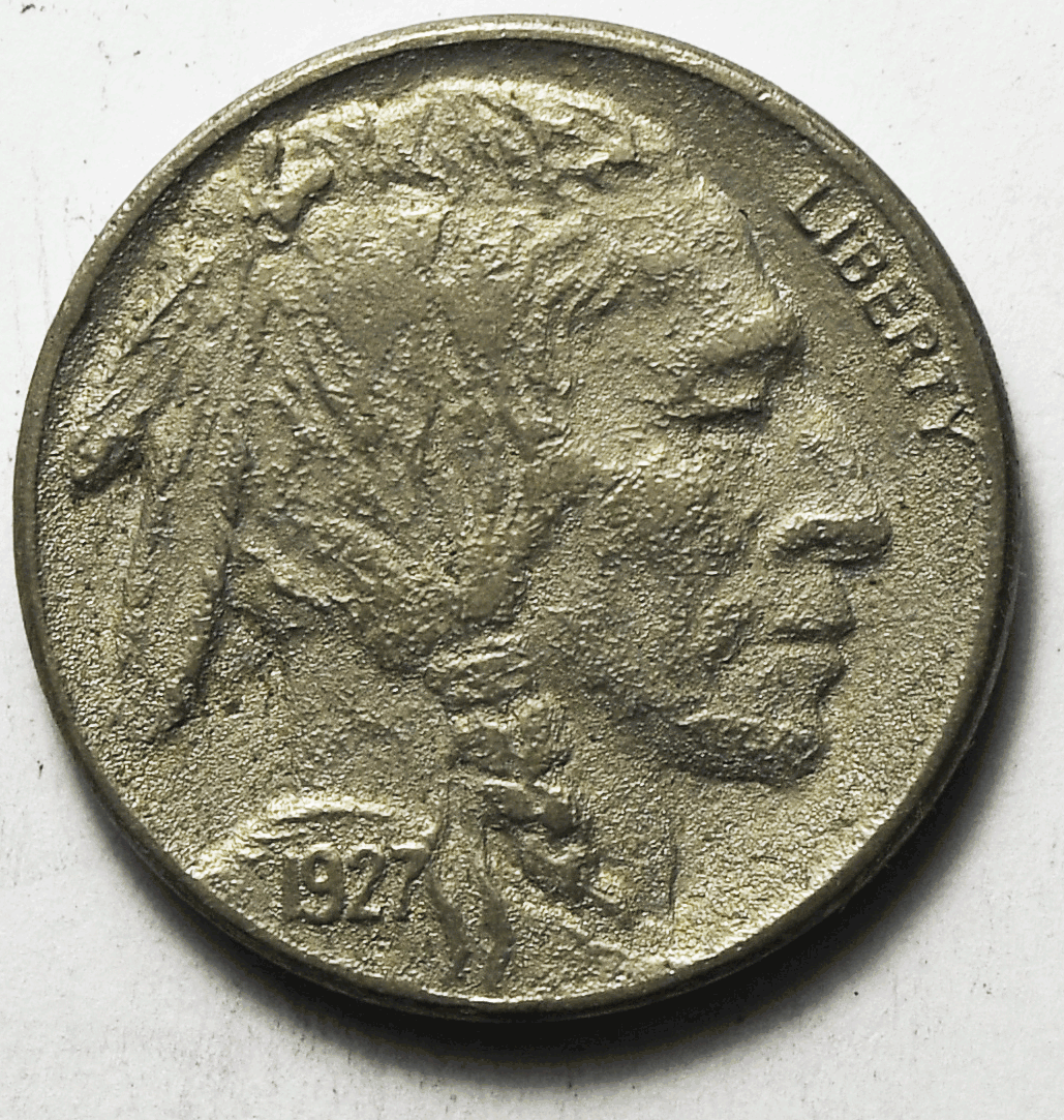 1927 S 5c Buffalo Nickel Five Cents San Francisco AU Details Corroded Obverse