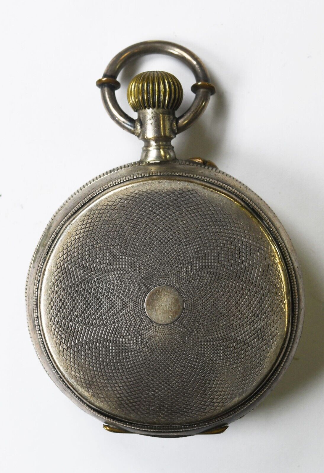 R Schmid 800 Fine Silver Machine Turned 53mm Case Swiss Pocket Watch