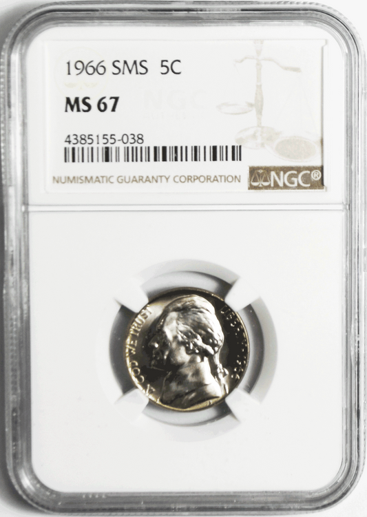 1966 5c SMS Jefferson Nickel NGC Five Cents MS67 Special Mint Gem Unc
