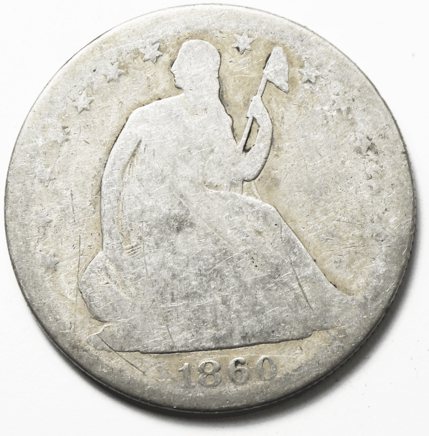 1860 50c Seated Liberty Silver Half Dollar Fifty Cents Philadelphia