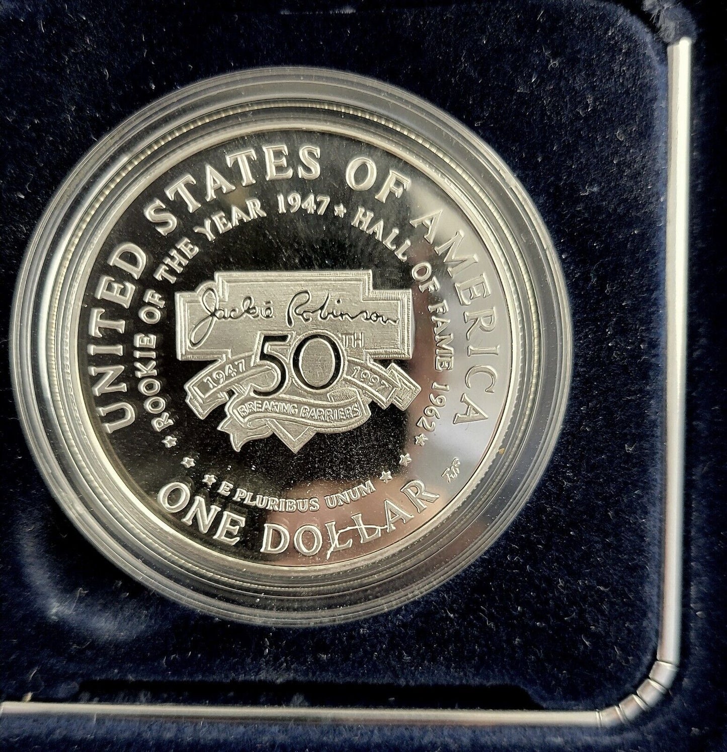 1997 S Jackie Robinson 50th Anniversary Proof Silver Dollar Commemorative Coin