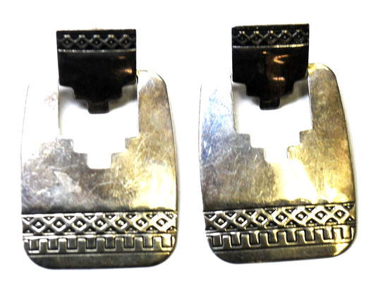 Sterling Silver Quoc QT Geometric Cutout Earrings 41mm x 26mm