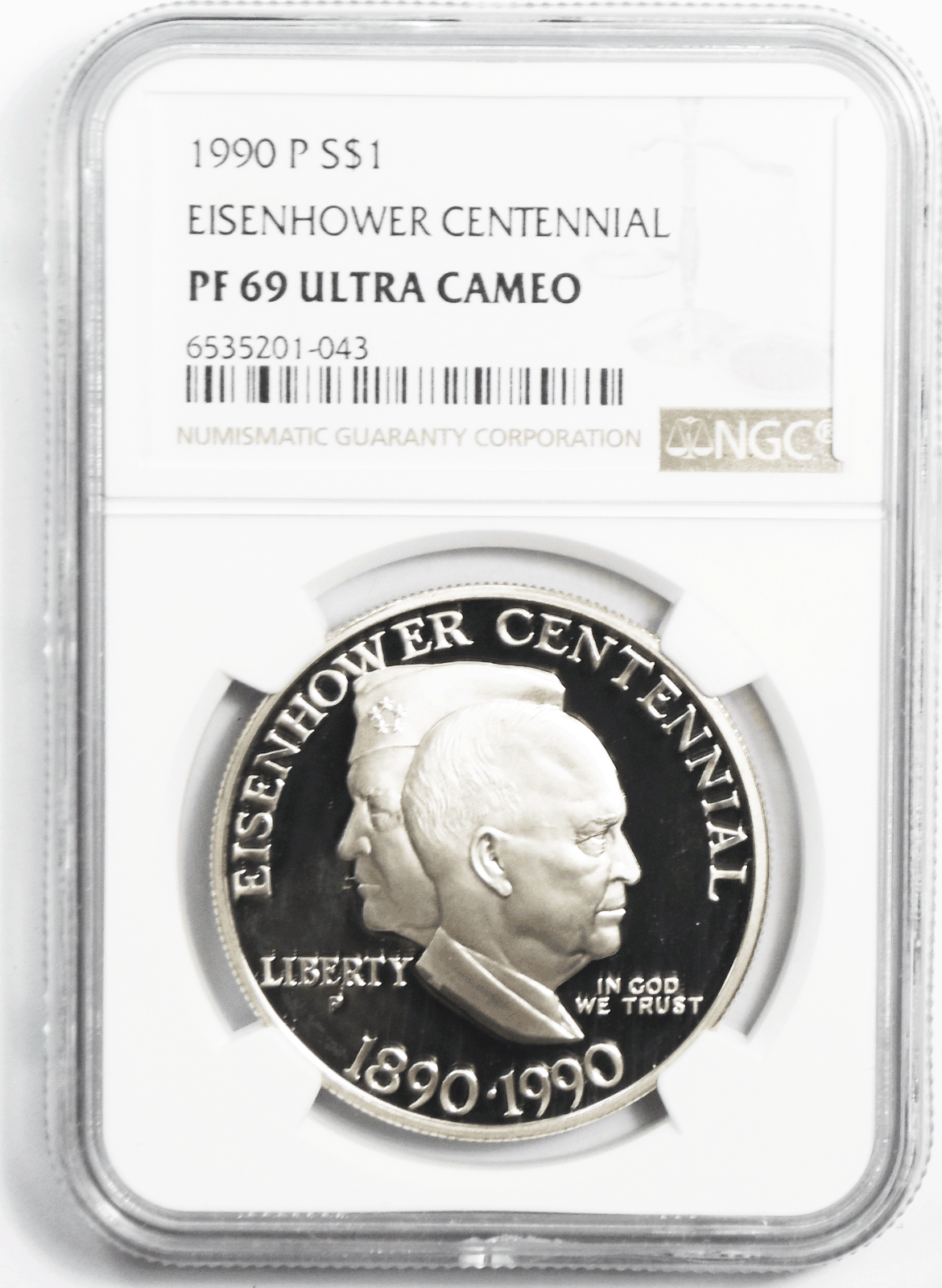 1990 S $1 Eisenhower Commemorative Silver One Dollar PF69 Ultra Cameo NGC