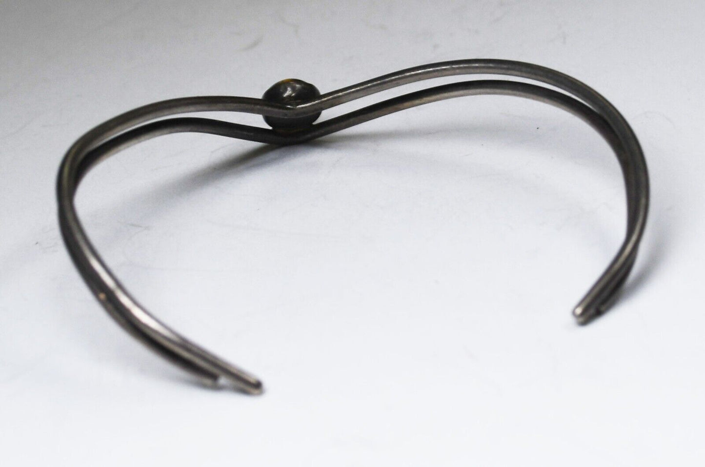 Sterling Silver Oval Tiger's Eye Double Wire Cuff Bracelet 10mm 6.5" Wrist