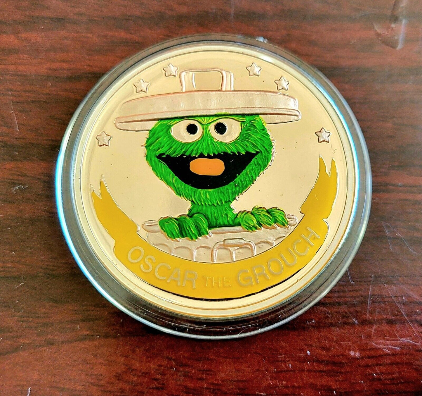 Oscar Sesame Street 20th Anniversary Enameled 1oz. Silver Round .999 Fine
