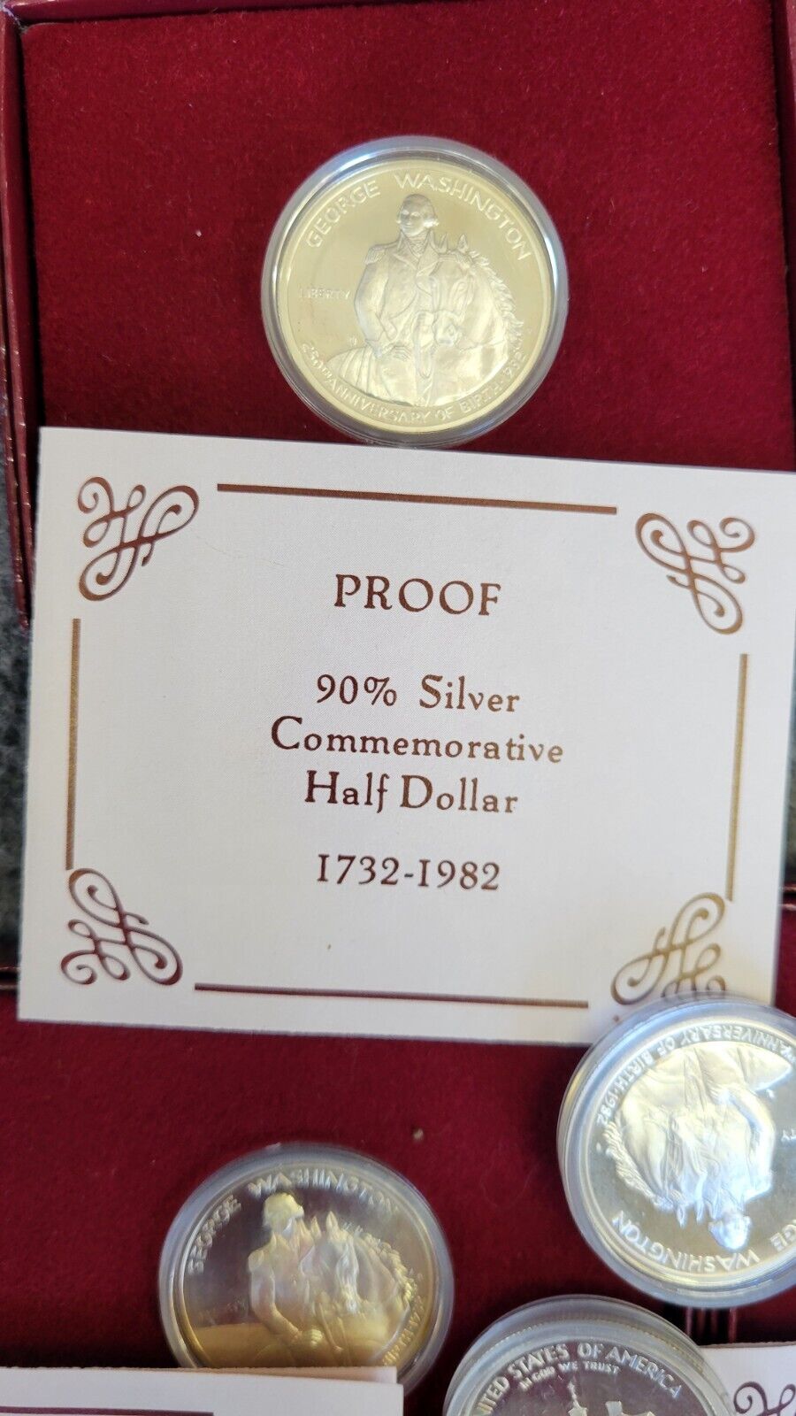 (11) 1982 George Washington Proof Silver Commemorative 90% Half Dollars Lot