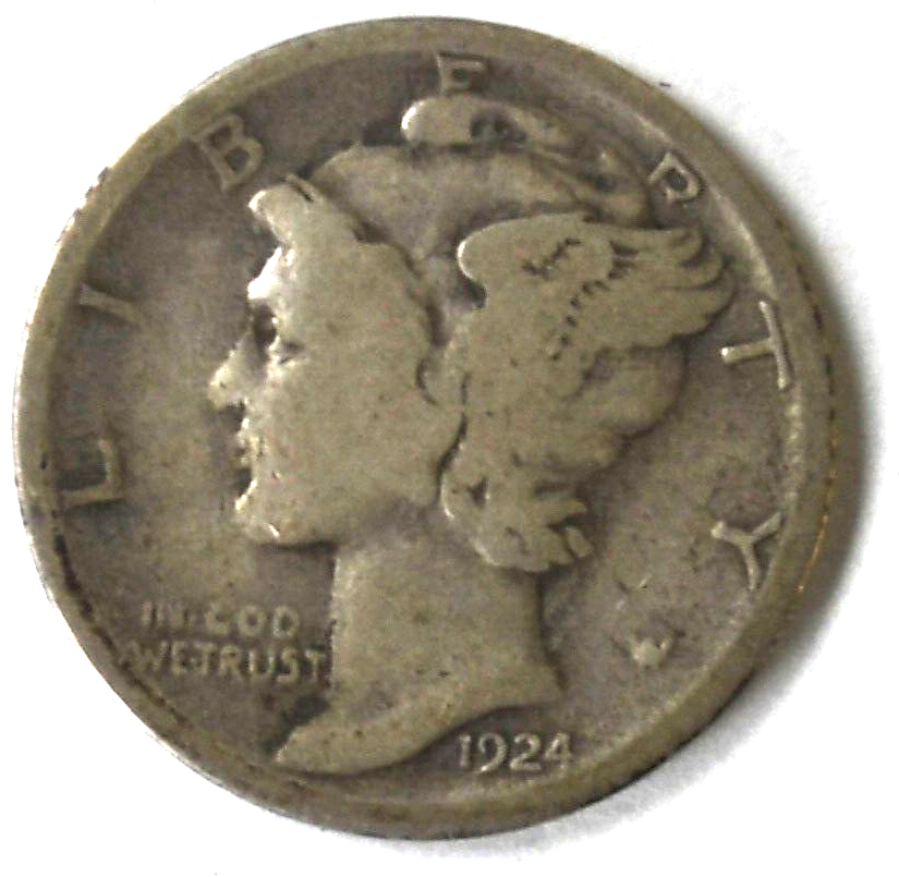 1924 S 10c Mercury Silver Dime Rare Ten Cents San Francisco