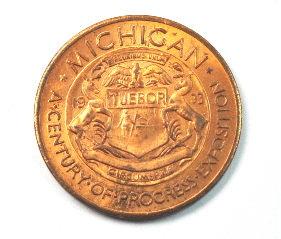 1933 Michigan So Called Dollar SC-473 Uncirculated A Century of Progress 33mm