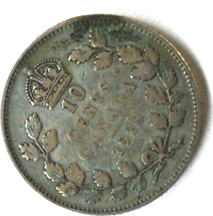 1928 Canada 10c Ten Cents Silver Coin Dime KM# 23a