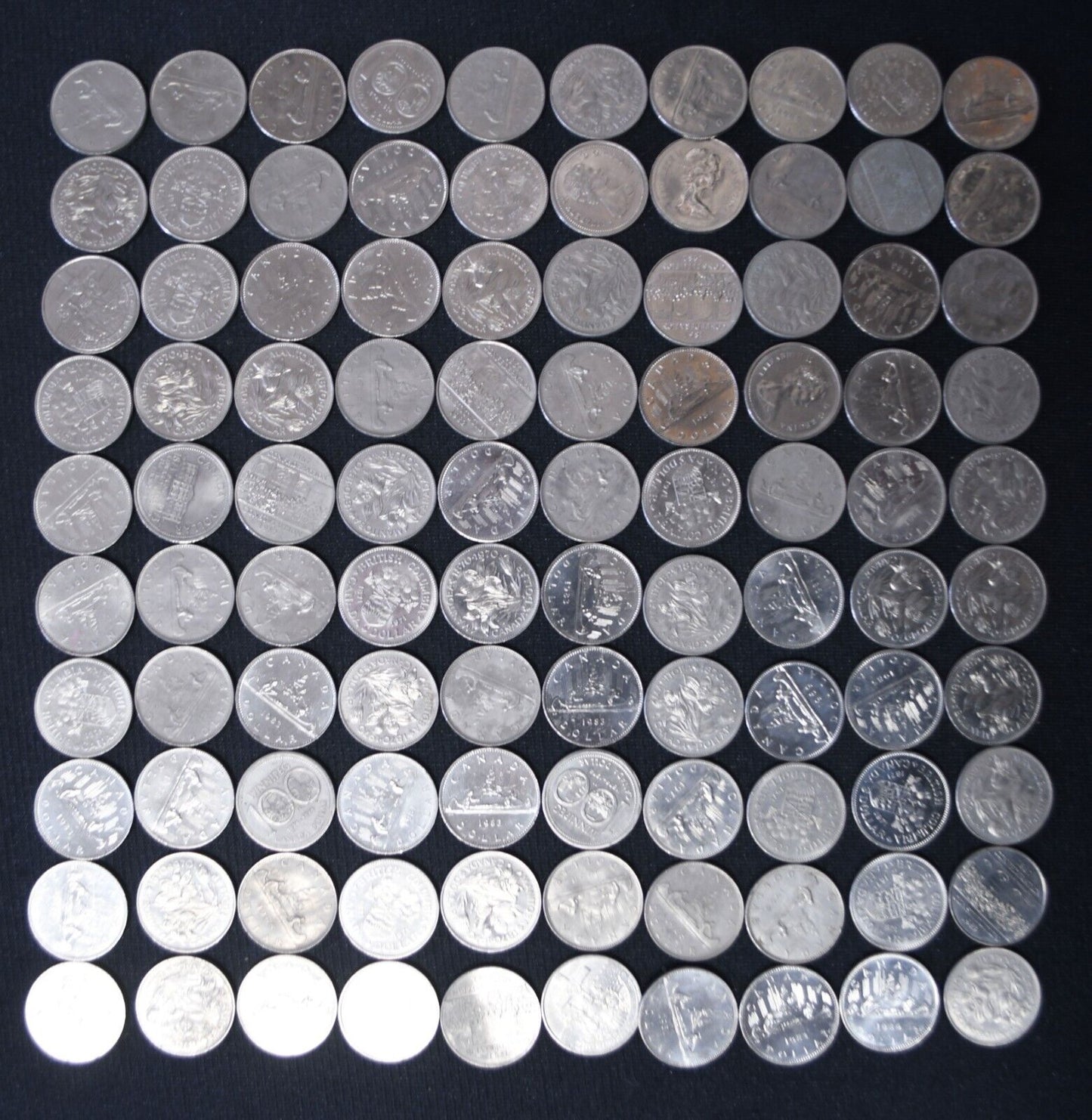 100pc Canada $1 One Dollar Lot $100 Face Value 1968-1986