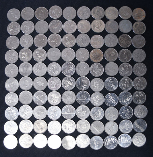 100pc Canada $1 One Dollar Lot $100 Face Value 1968-1986