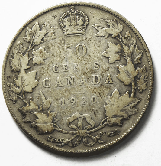 1920 50c Fifty Cents Silver Coin Canada Half Dollar KM# 25a