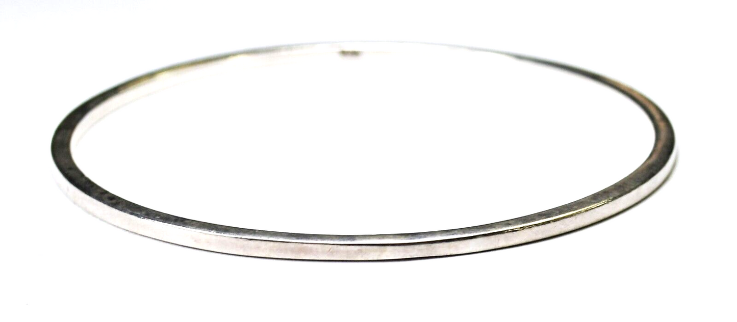 Sterling Silver Square Medium Round Bangle 2.5mm Bracelet