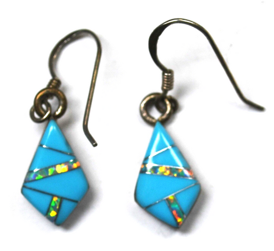 Sterling Turquoise Opal Inlay Earrings 29mm x 8mm