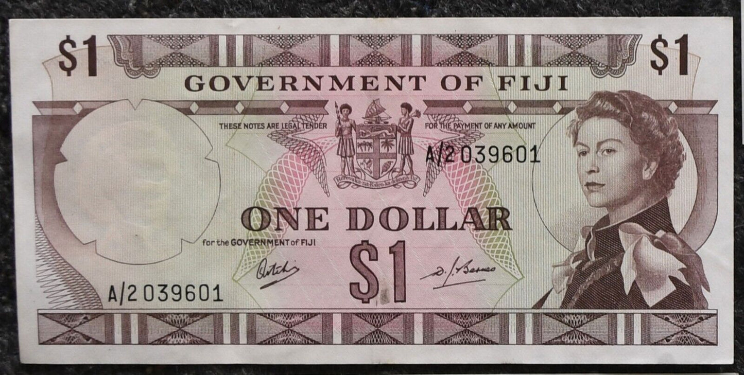 1969 Fiji $1 One Dollar Banknote A/2 039601  AU