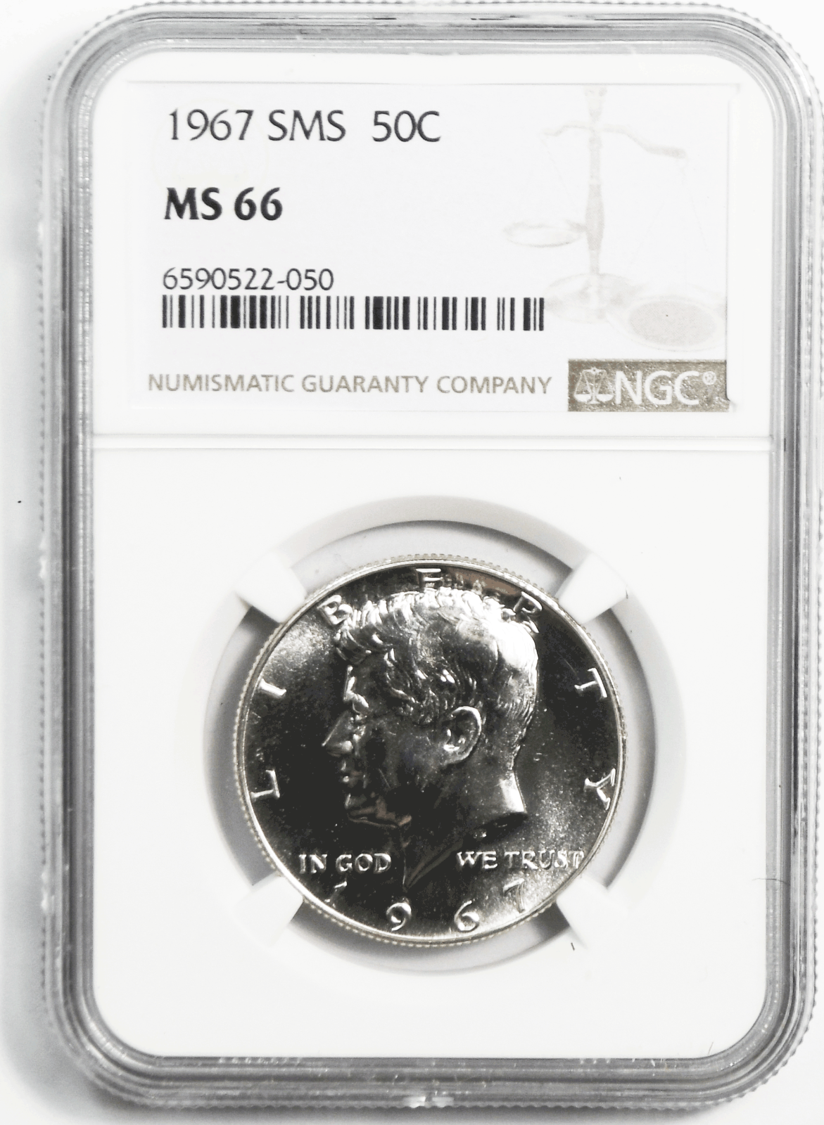 1967 50c SMS Kennedy Silver Half Dollar Fifty Cents MS66 NGC