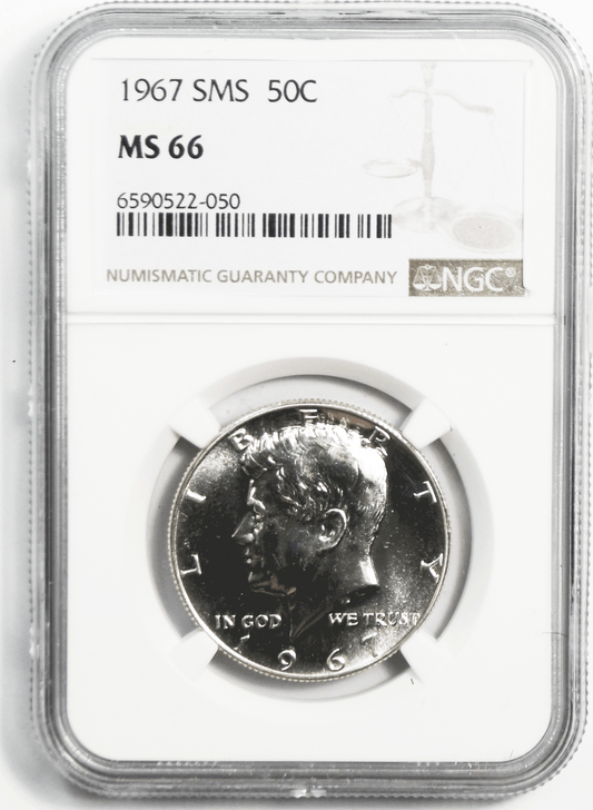 1967 50c SMS Kennedy Silver Half Dollar Fifty Cents MS66 NGC