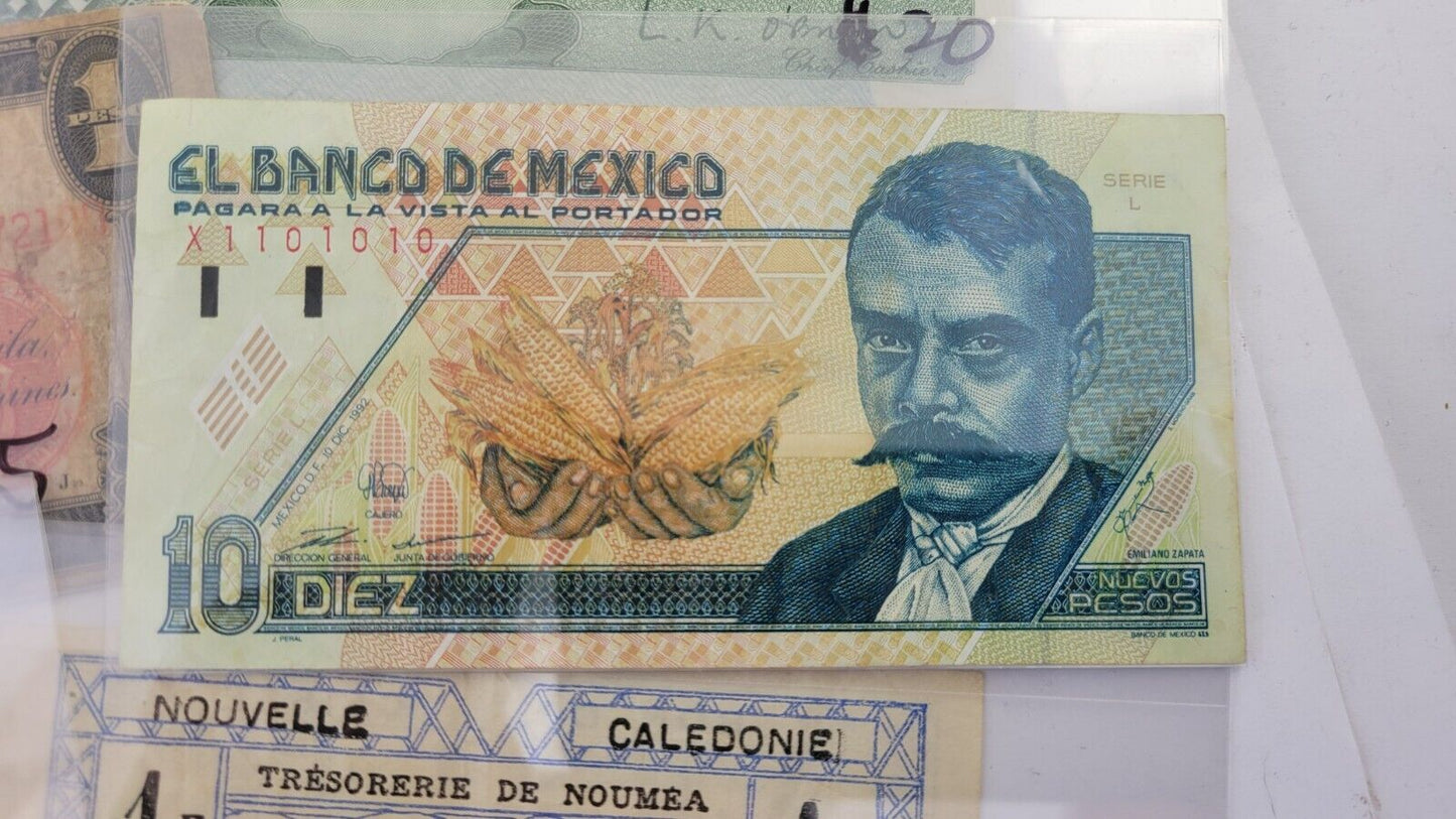 Circulated Lot of 6 Foreign Banknotes World Paper Money Currency