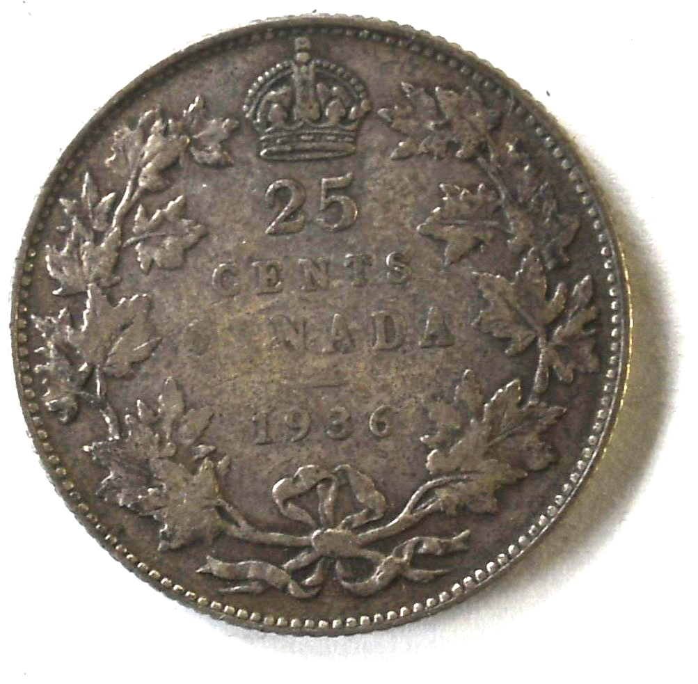 1936 25c Canada Silver Quarter Dollar KM#24a