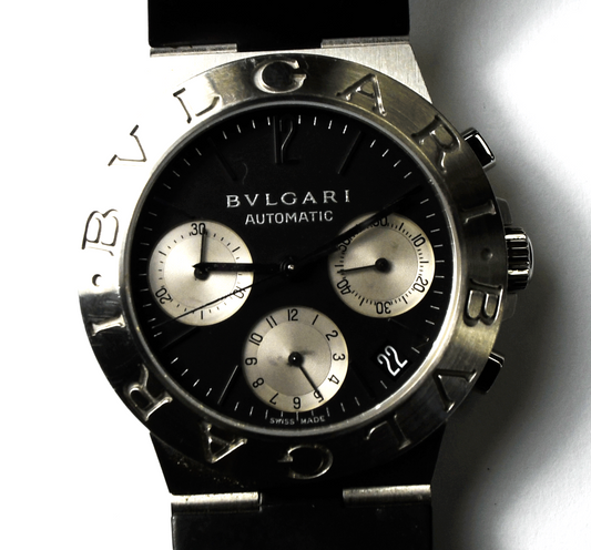 Men's Bvlgari Automatic 36mm Stainless CH35S Black Dial Diagono Chronograph