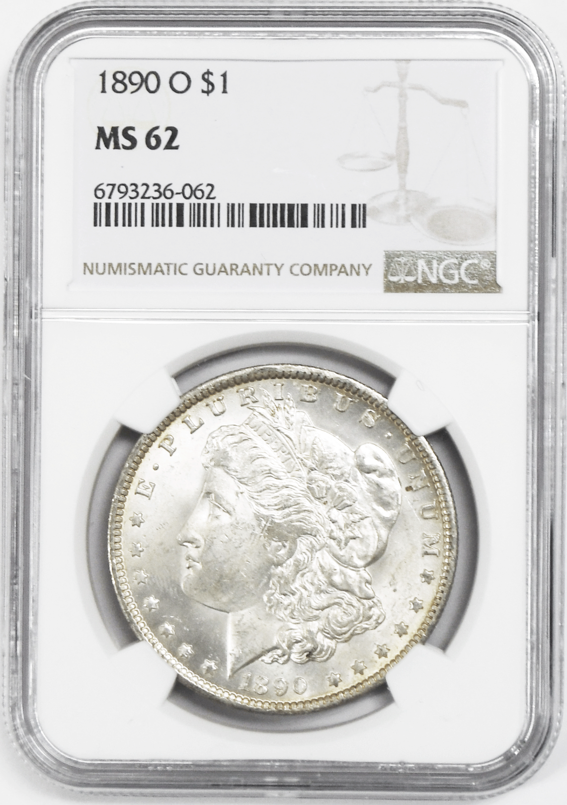 1890 O $1 Morgan Silver Dollar MS62 NGC Uncirculated New Orleans
