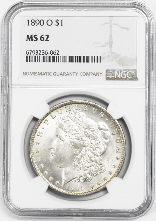 1890 O $1 Morgan Silver Dollar MS62 NGC Uncirculated New Orleans