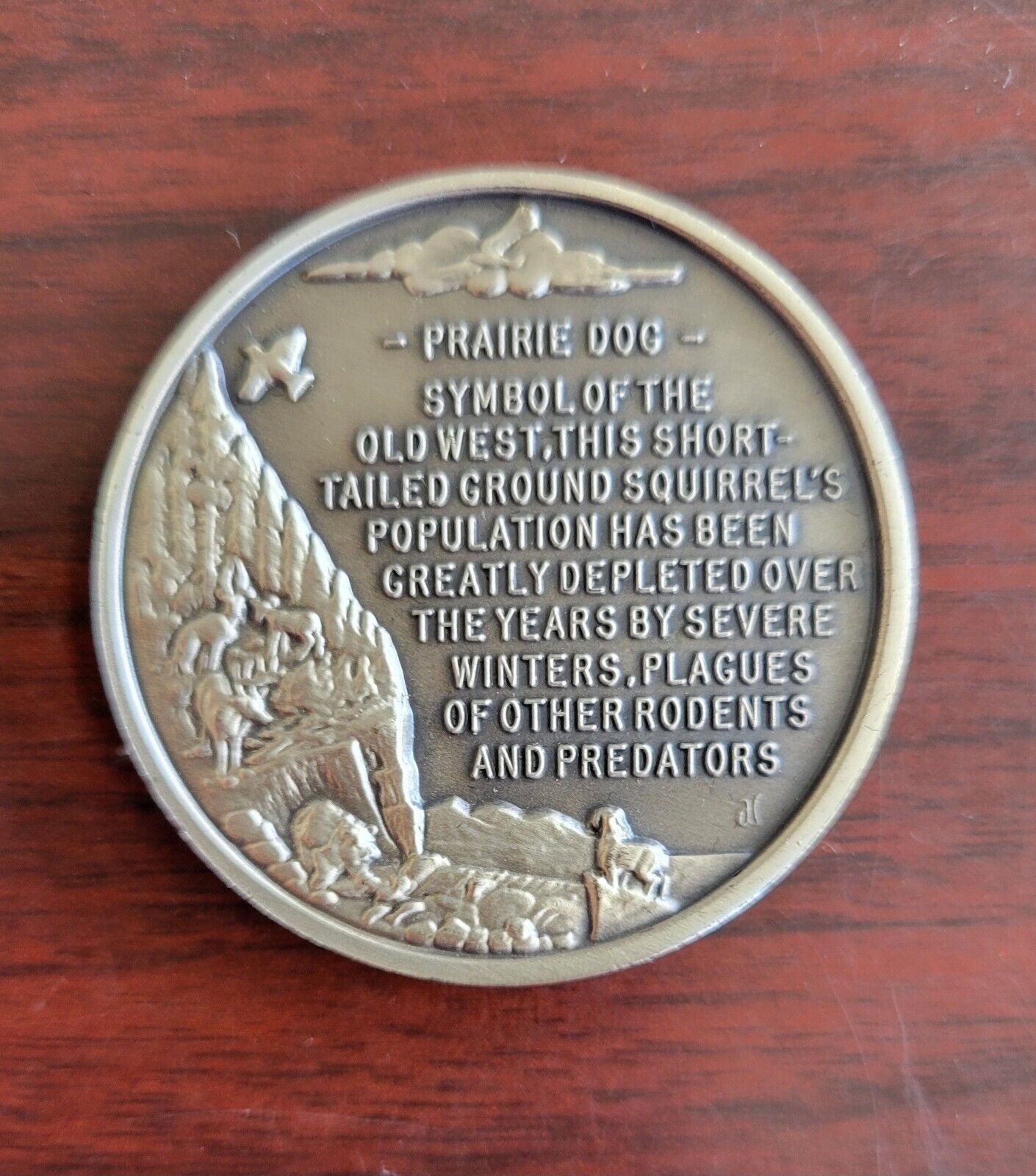 Longines Symphonette Sterling Prairie Groundhog Wildlife Series Medal 1.1oz Coin