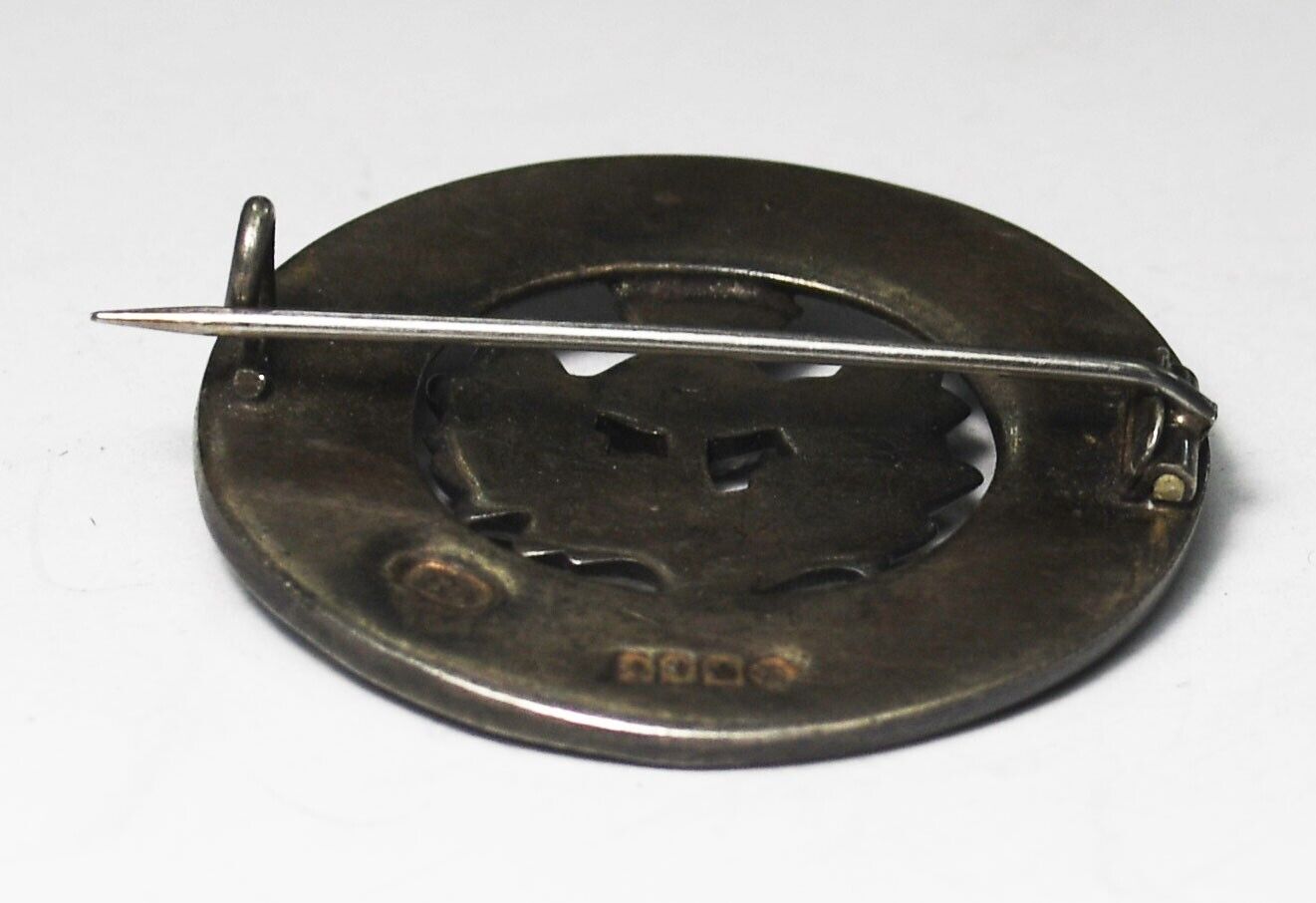Sterling Robert Allison Glasgow Scottish Thistle Round Brooch Pin 35mm