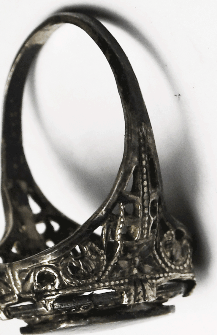 Antique Sterling Silver OES Masonic Past Matron Filigree Enamel Ring 16mm Size 8