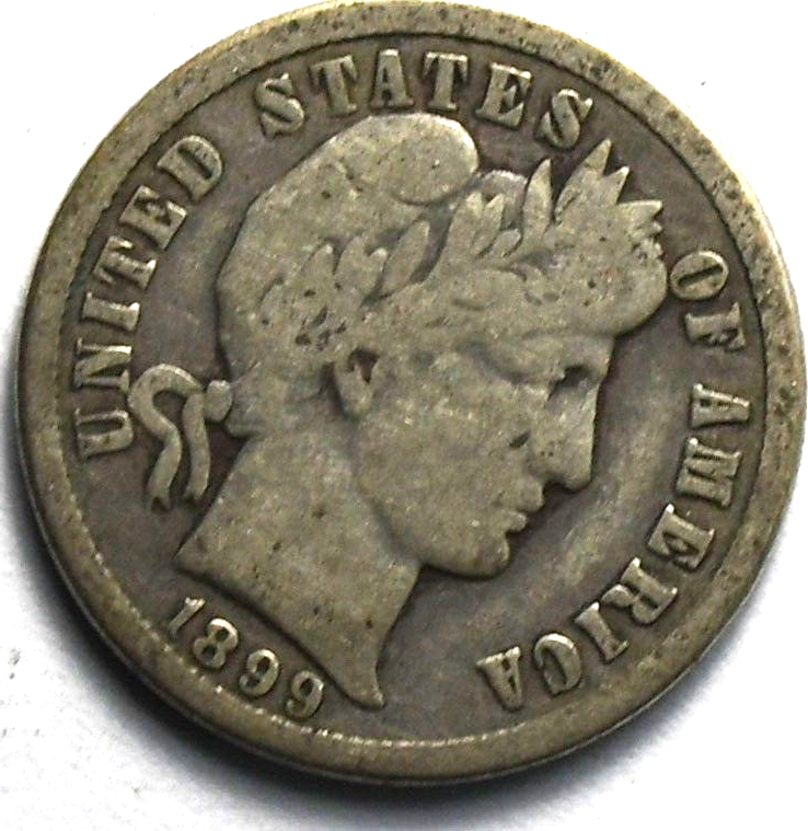 1899 O 10c Barber Silver Ten Cents Dime US New Orleans