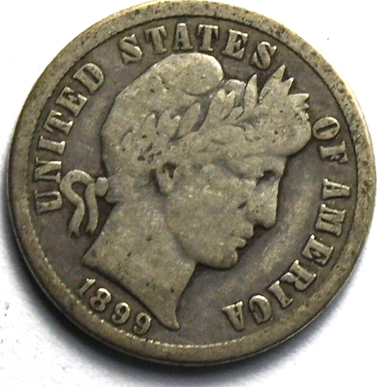 1899 O 10c Barber Silver Ten Cents Dime US New Orleans