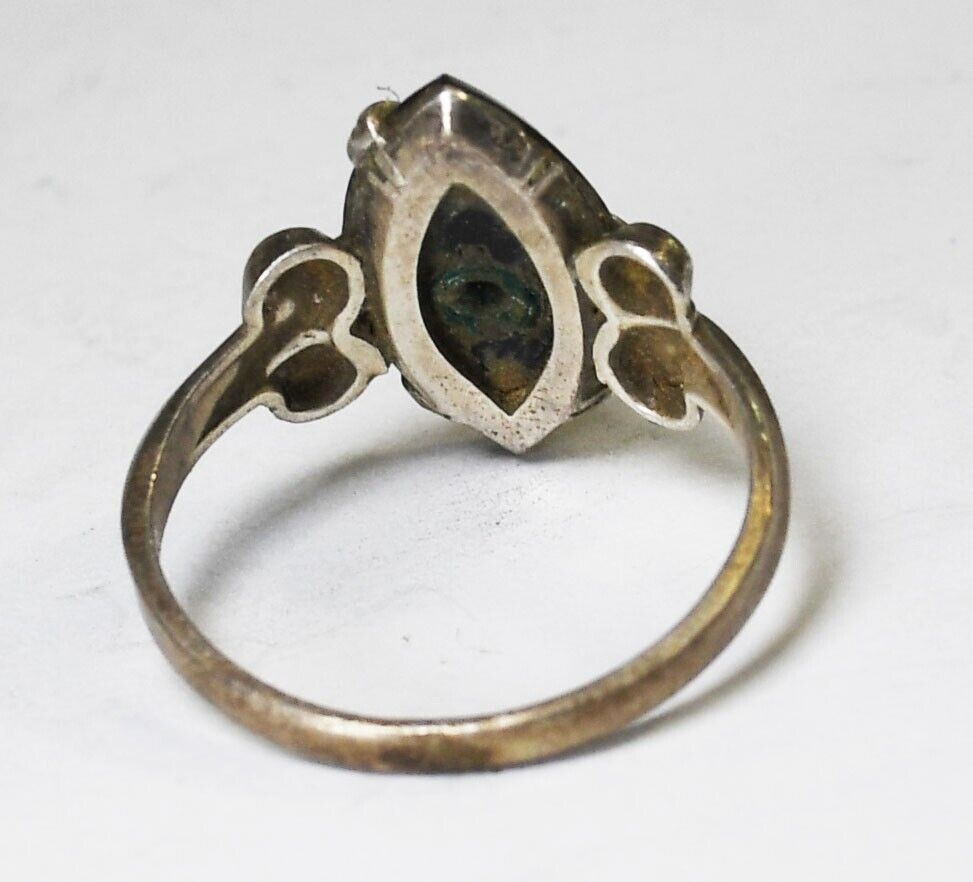 Sterling Silver Cradle Craft Onyx Rhinestone Ring 18mm Size 7.5