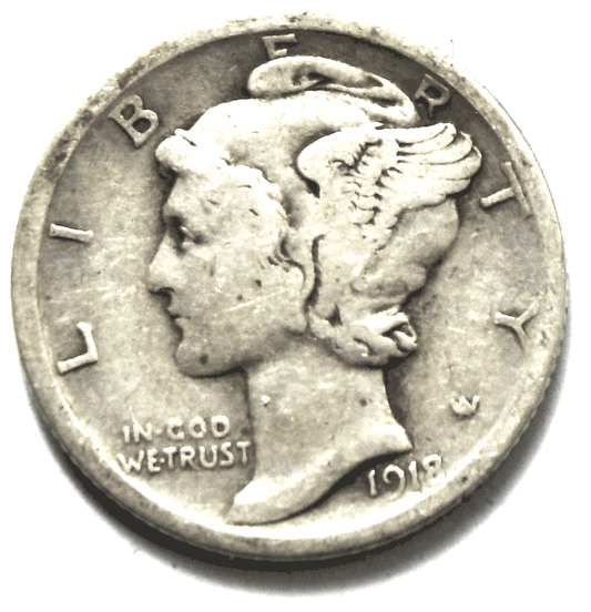 1918 S Mercury Silver Dime Rare Ten Cents San Francisco