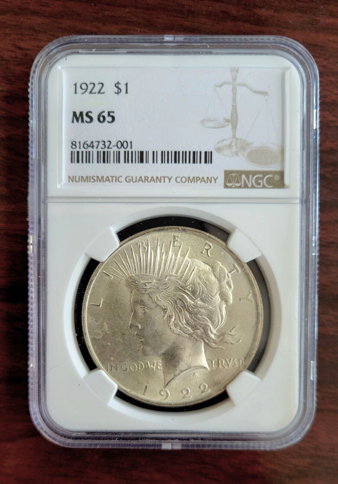 1922 $1 MS65 NGC Peace Silver One Dollar US Philadelphia