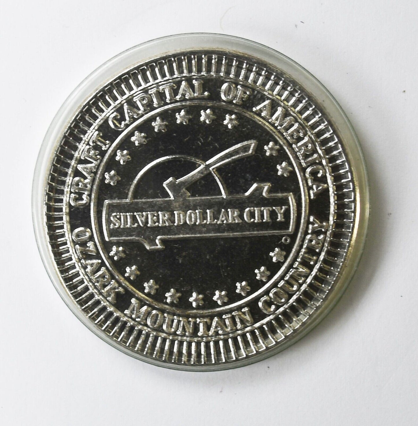 1991 LE Ozark Mountain Country Silver Dollar City Token 34mm SDC